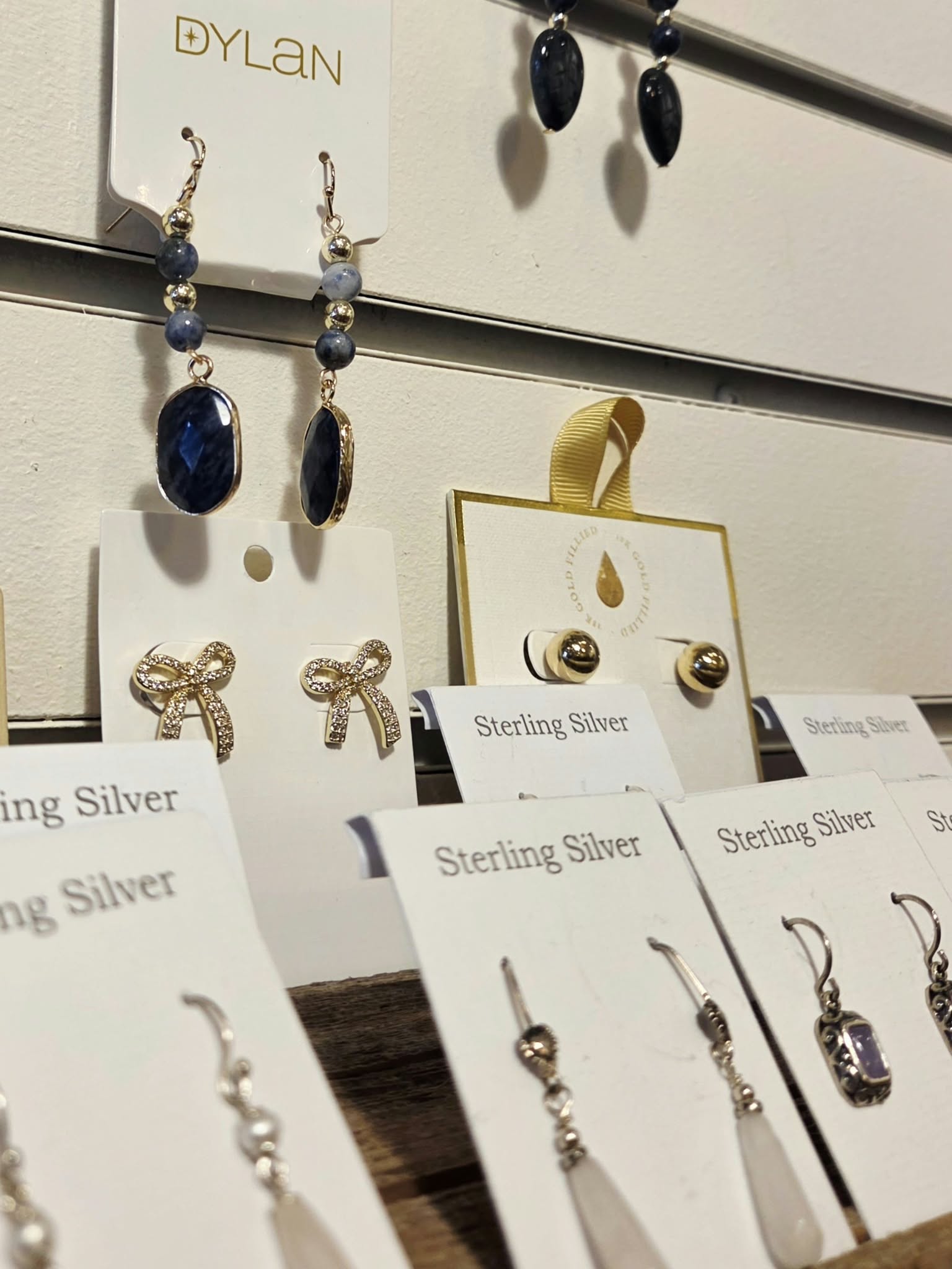 Sterling silver and gemstone earrings at Rogue Sole & Style